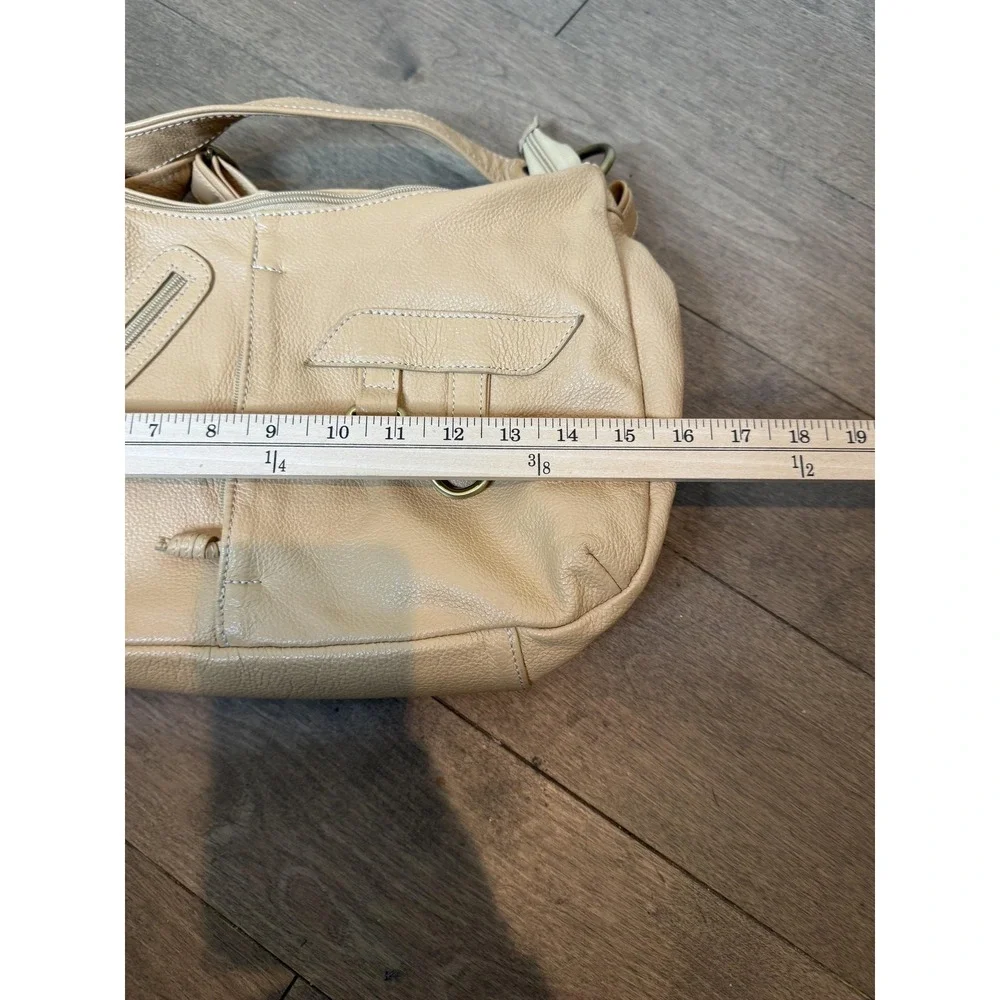 Vera Pelle Hobo Bag Womens Large Beige Leather Boho Shoulder‎ Purse Made Italy